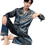 SERUMY Pigiama Uomo Uomini per Pigiami di Seta per Pantaloni per Uomini per Il Pigiama del Pigiama Completo per Oversize Pigiami per Abbigliamento per Il Sonno per L'Autunno Inverno Blue,2XL(60 70Kg) : Amazon.it: Moda