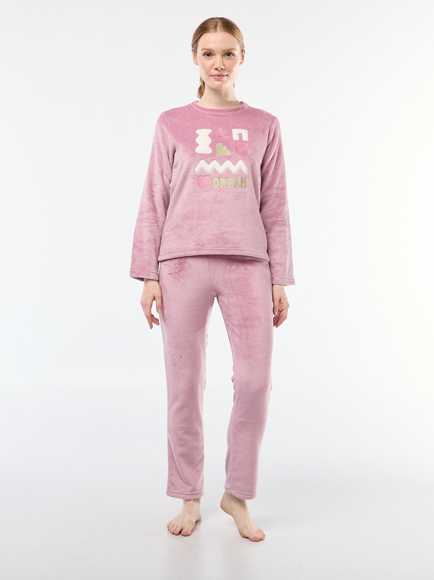 pigiama-pile-196xjw-1.jpg Completo pigiama lungo in pile 2 pezzi Rosa - immagine 1