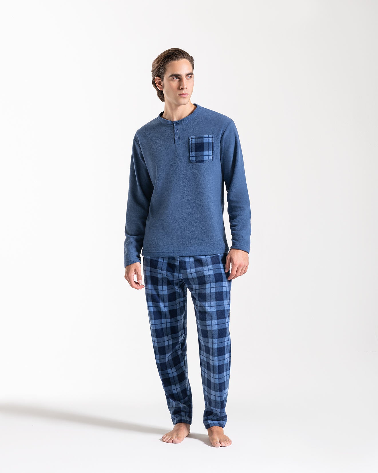 pigiama-pile-uomo-025ixg-1.jpg Pigiama uomo in pile Scacchi - immagine 1