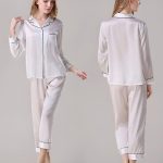 Pigiama da notte in seta da donna, camicetta e pantaloni, 9+ colori, 100% seta (principale), bianco, M : Amazon.it: Moda