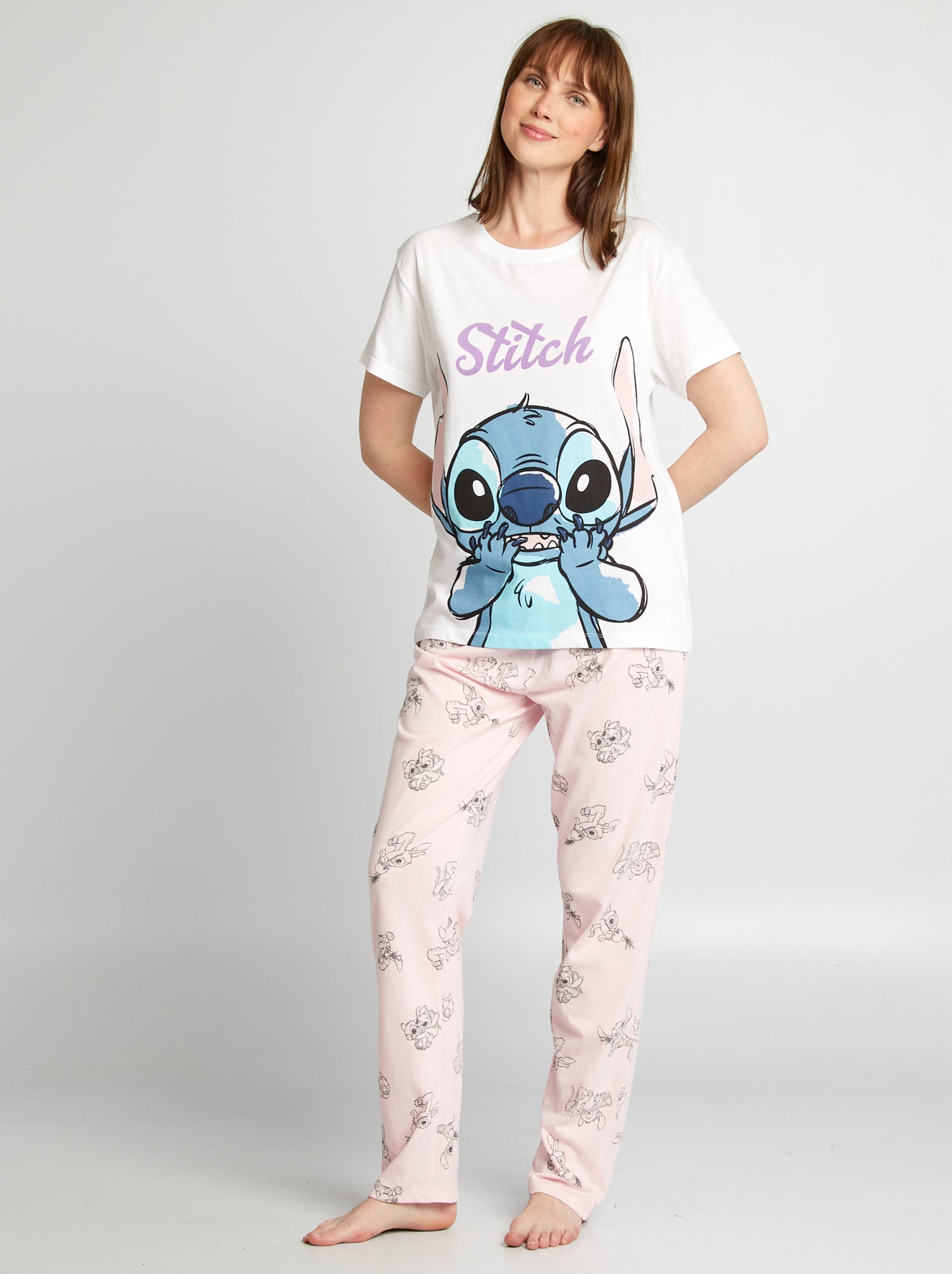 pigiama-stitch-737dpv-1.jpg Completo pigiama t shirt + pantaloni 'Stitch' 'Disney' 2 pezzi ROSA - immagine 1