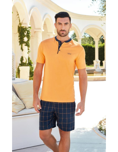 pigiama-uomo-436azi.png QBO PIGIAMA UOMO ESTIVO SERAFINO MEZZA MANICA E PANTALONE CORTO Ven - immagine 1