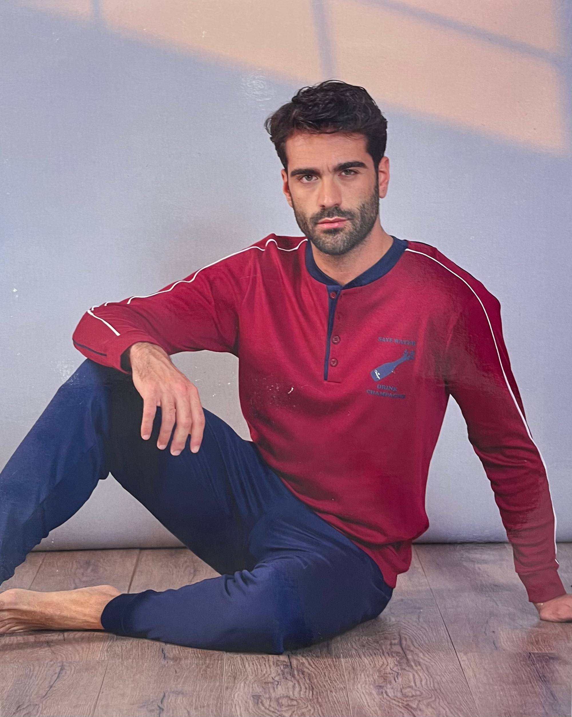 pigiama-uomo-caldo-cotone-503wxv-1.jpg Pigiama uomo caldo cotone OU496 ORONERO M / Grigio - immagine 1