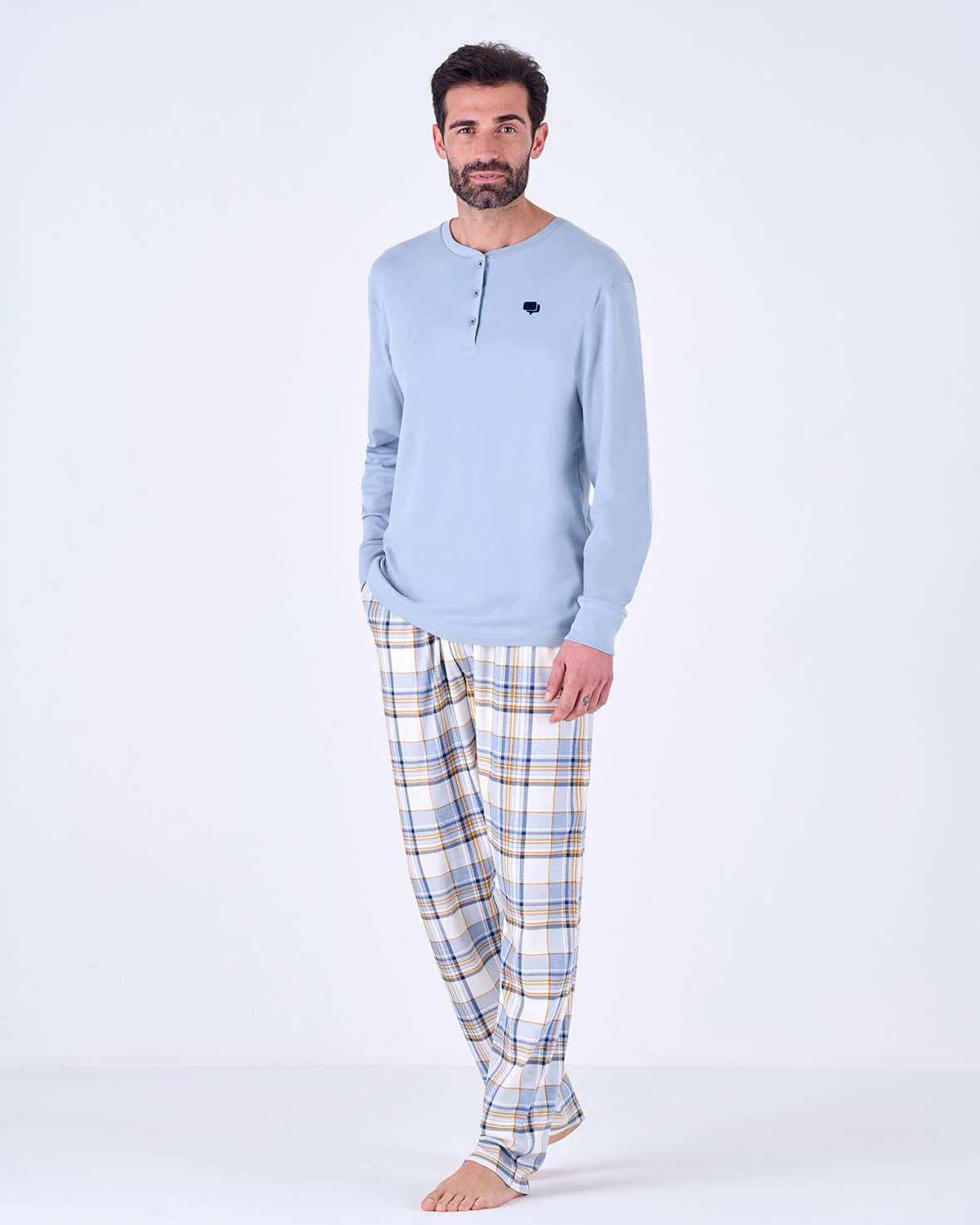 pigiama-uomo-caldo-cotone-705kzf-1.jpg Pigiama uomo caldo cotone serafino check – pigiamiamoci - immagine 1