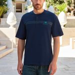 Pigiama Uomo corto in cotone Blu / 3/S