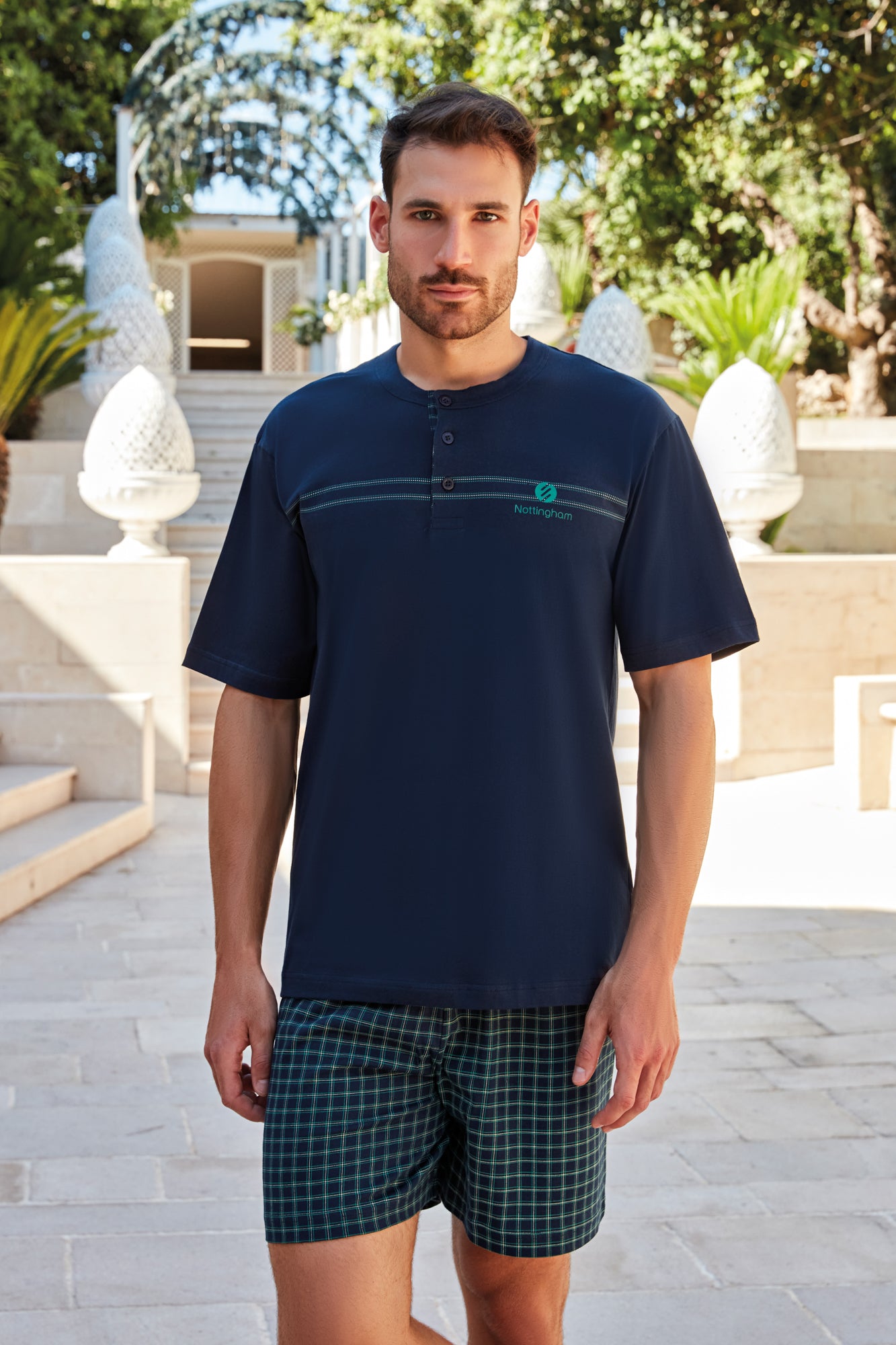 pigiama-uomo-corto-935rwu-1.jpg Pigiama Uomo corto in cotone Blu / 3/S - immagine 1