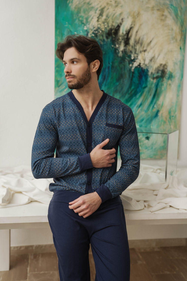pigiama-uomo-cotone-064zzw.png PIGIAMA UOMO IN FRESCO COTONE A FANTASIA - immagine 1