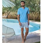 Pigiama uomo estivo con serafino e short stampato a righe multicolor | Intimami