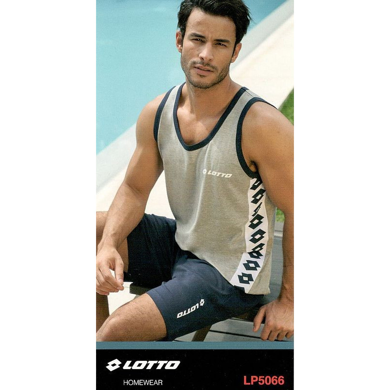 pigiama-uomo-estivo-471mxk-1.jpg Pigiama corto spalla larga uomo cotone leggero estivo Lotto LP5066 - immagine 1
