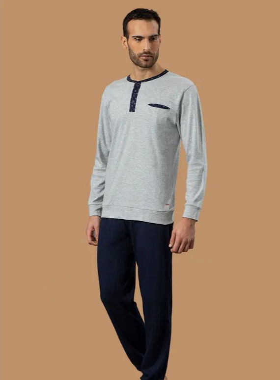 pigiama-uomo-estivo-630iod-1.jpg Pigiama uomo marca Irge in 100% cotone a maniche lunghe - immagine 1