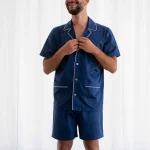 Pigiama Corto Uomo in Raso Extra Fine di Puro Cotone TC300 Minimal Su Misura