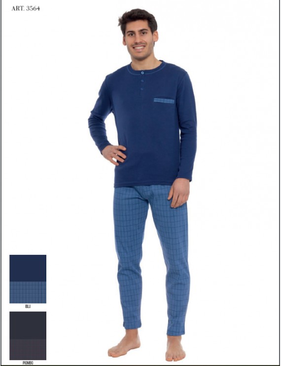 pigiama-uomo-invernale-235bcx-1.jpg MYPI Pigiama uomo invernale caldo cotone 100% art 3564 - immagine 1