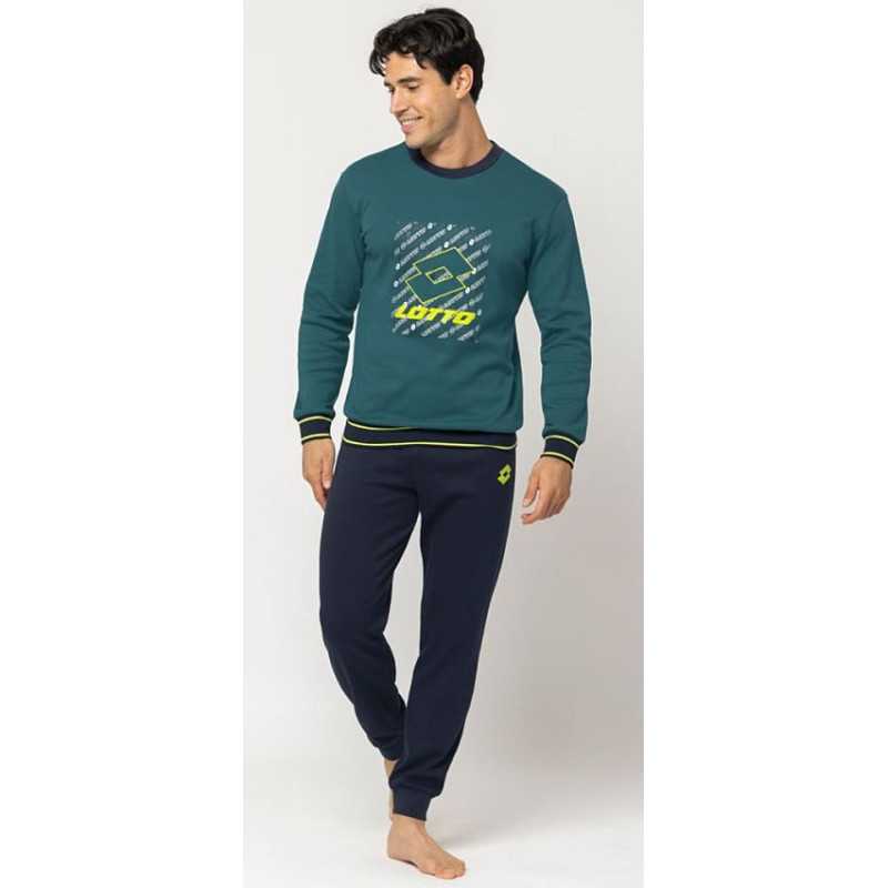 pigiama-uomo-invernale-885rea-1.jpg Pigiama uomo caldo cotone invernale 100% cotone giro collo Lotto 2114 - immagine 1