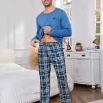 Irdcomps Pigiami Uomo Invernali Cotone Pigiama da Uomo Lungo Manica Lunga Set Due Pezzi Pigiama con Bottoni Scozzesi Leggero Morbido Loungewear Azzurro Cielo M : Amazon.it: Moda