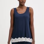 United Colors of Benetton top da pigiama da donna con viscosa blu navy 3Z123H00P