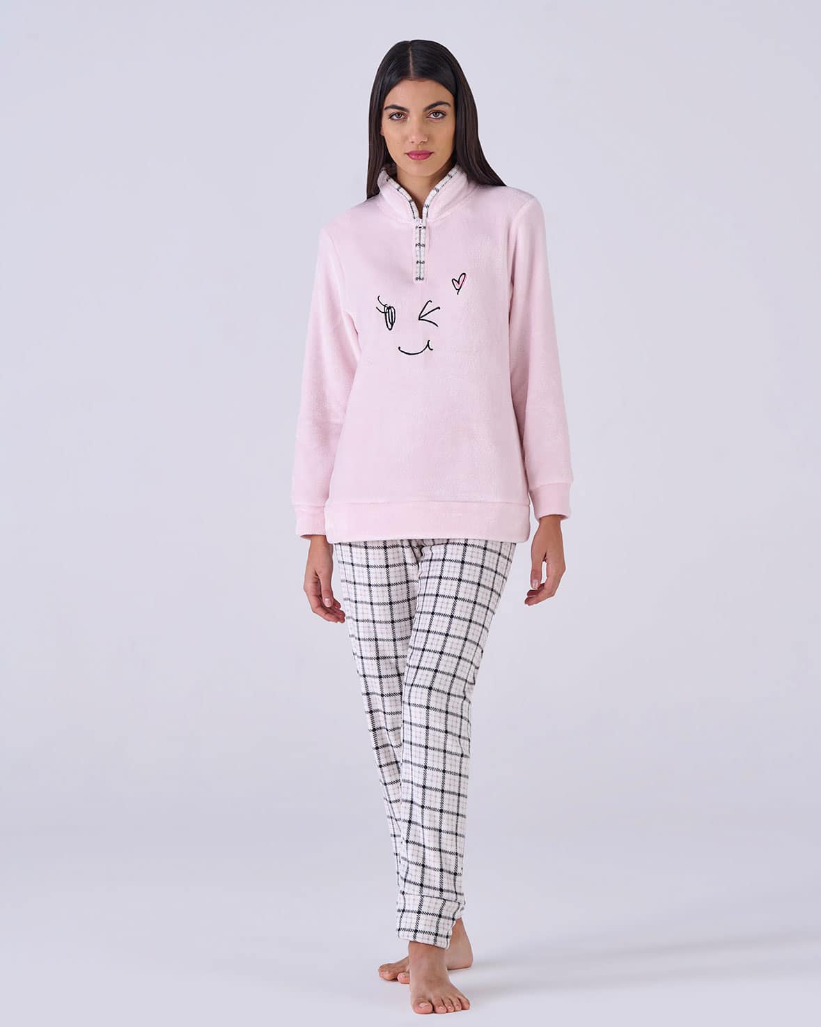 pigiami-da-donna-919hkv-1.jpg Pigiama donna flannel fleece check – pigiamiamoci - immagine 1