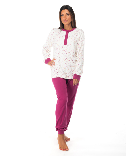 pigiami-da-donna-957lka-1.jpg Globo E Commerce Calzature, Abbigliamento, Sport, Intimo, Accessori NOTTI MAGICHE Pigiama da donna fiorato fucsia modello MORENA, MADE IN ITALY - immagine 1