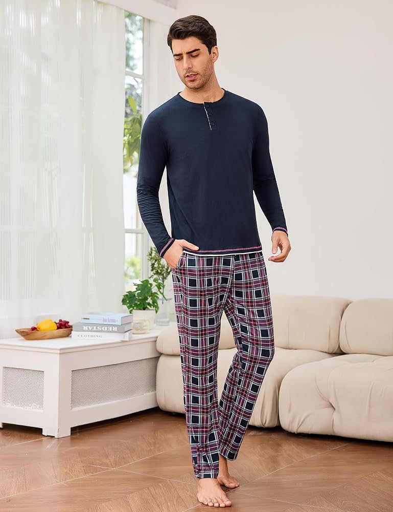 pigiami-da-uomo-199crq-1.jpg Leversic Pigiama Uomo Invernale Pigiami da Uomo 2 Pezzi, Maniche Lunghe con Scollo Rotondo e Pantaloni a Quadri Morbido e Caldo Blu Navy 1 3XL : Amazon.it: Moda - immagine 1