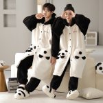 Panda Nightgown for Couple 2 Pieces Matching Panda Pajamas for Winter