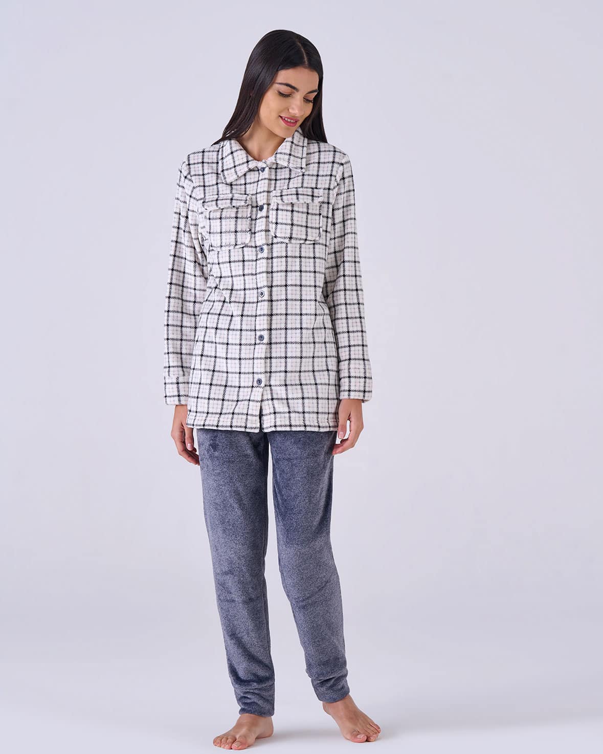 pigiami-donna-850aaj-1.jpg Pigiama donna aperto flannel fleece – pigiamiamoci - immagine 1