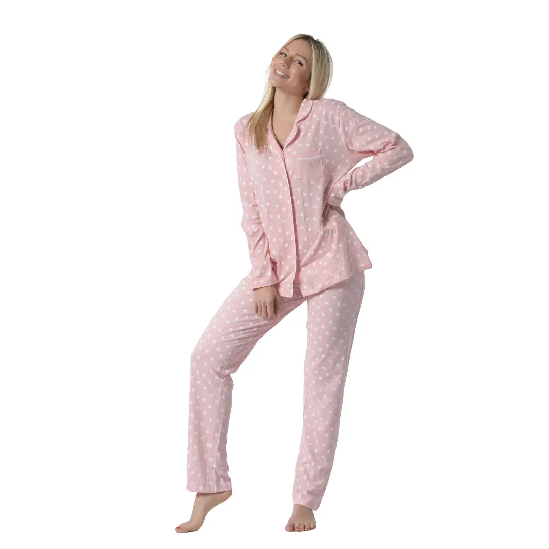 pigiami-donna-907pqd.webp Pigiama Donna Aperto con Bottoni in 100% Jersey di Cotone - immagine 1