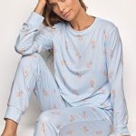 YAMAMAY Pigiama Lungo, Donna, Azzurro : Amazon.it: Moda