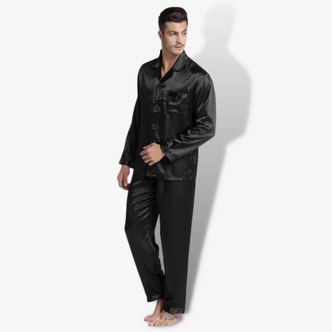 pigiami-seta-033ika.png Pigiama Uomo in Seta Nero - immagine 1