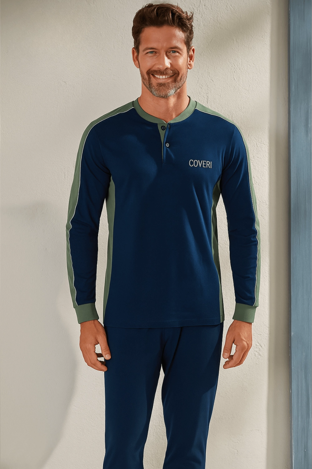 pigiami-uomo-367djn.webp 100% COTONE Pigiama Uomo Manica Lunga con Bottoncini - immagine 1
