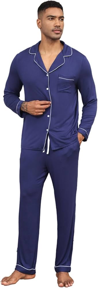 pigiami-uomo-410ykg-1.jpg Pigiama Uomo Aperto Davanti Estivo, Pigiama Uomo Elegante Estivo Leggero Abbigliamento Da Notte Set Pigiami Due Pezzi Classic Camicia Colletto Risvolto Con Tasche E Pantaloni Da Casa Tinta Unita : Amazon.it: Sport - immagine 1