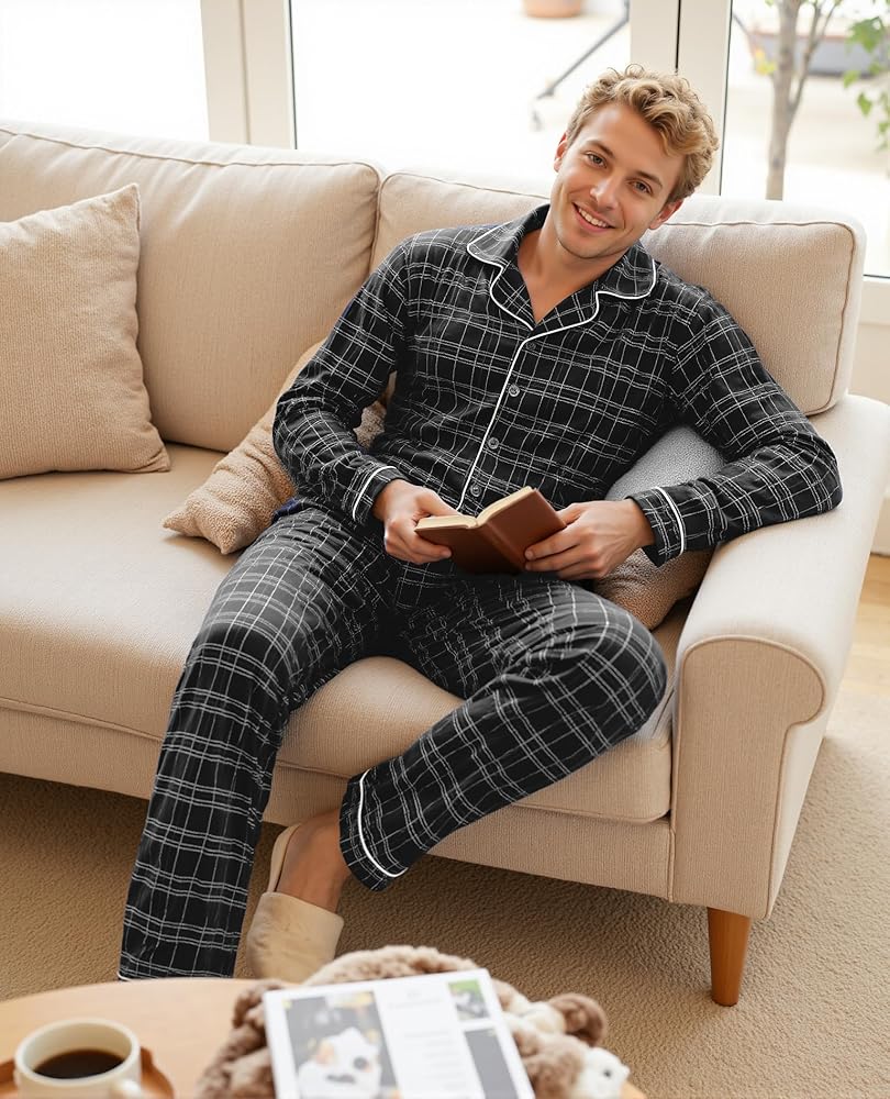 pigiami-uomo-433vin-1.jpg iClosam Pigiama Uomo Cotone Lungo con Tasche Due Pezzi a Quadri Comodo | Mano Piacevole, Pantaloni Lunghi, Tessuto Morbido, Calore Confortevole, Vestibilità Comoda, Tessuto Traspirante : Amazon.it: Moda - immagine 1