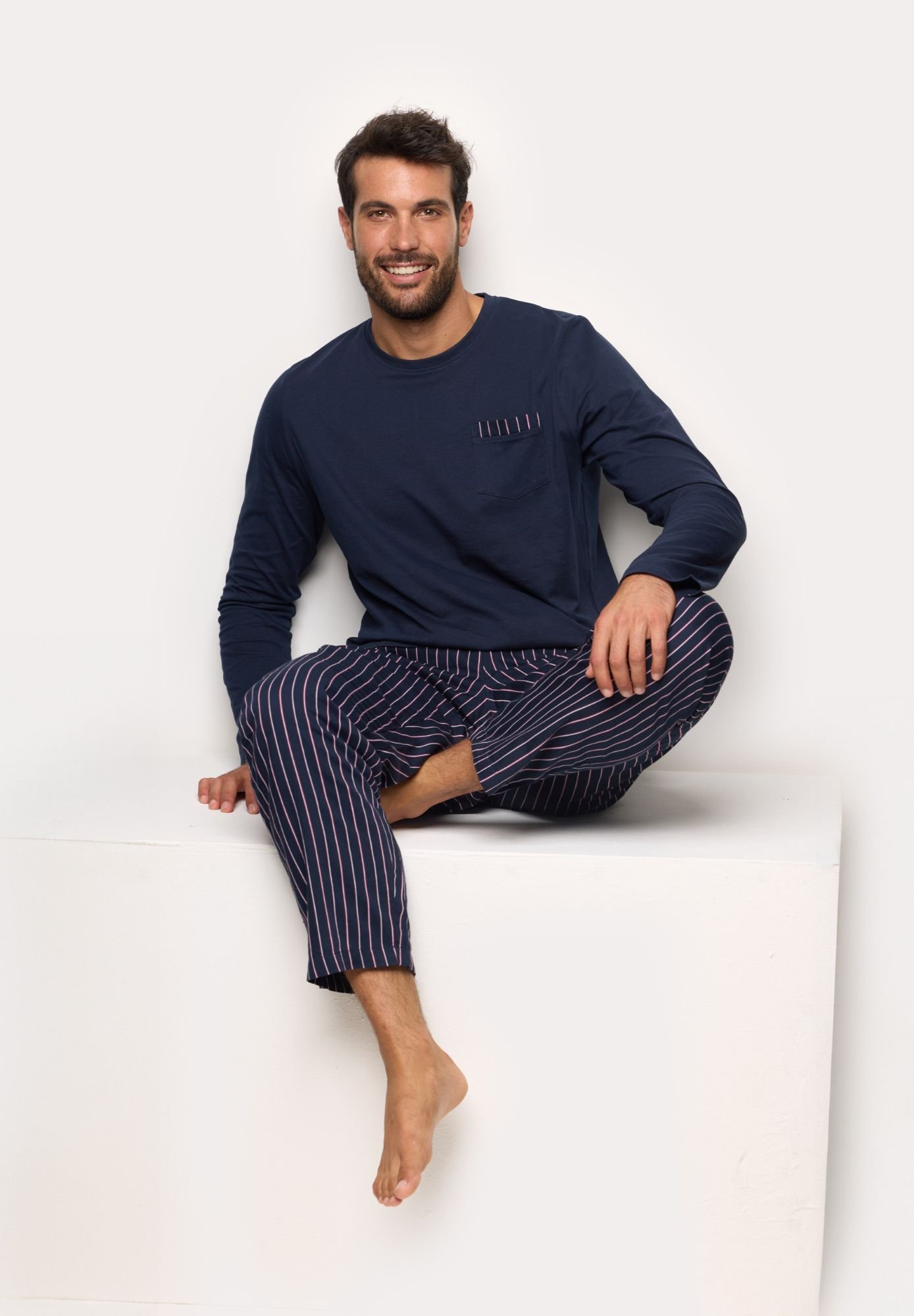 pigiami-uomo-yamamay-813lxb-1.jpg Yamamay SET Pigiama dark blue stripes/blu scuro Zalando.it - immagine 1