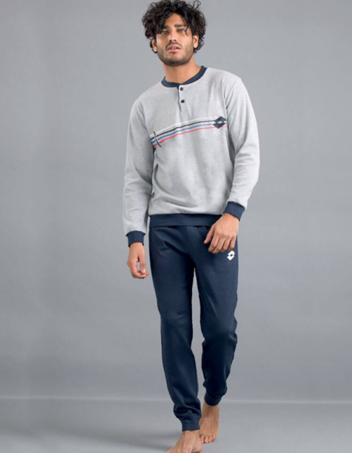 uomo-pigiama-171fjb-1.jpg Pigiama uomo marca Lotto modello LP2071 in caldo cotone Grigio melange - immagine 1