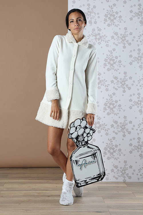 vestaglia-donna-pile-124jlt-1.jpg Vestaglia donna in Pile Medio Peso Maryplaid Milk 6V83056 - immagine 1