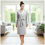 Vestaglia donna in pile con rifiniture in raso Nuil di Tatà
