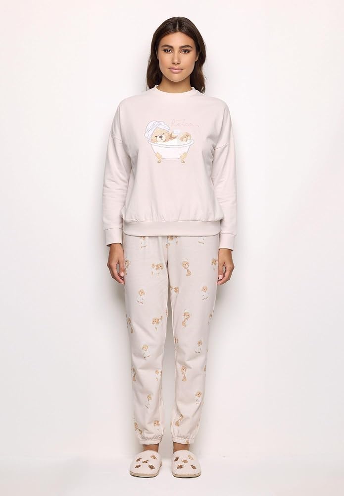 yamamay-pigiami-donna-303dlm-1.jpg YAMAMAY Pigiama Lungo, Donna, Mandorla : Amazon.it: Moda - immagine 1